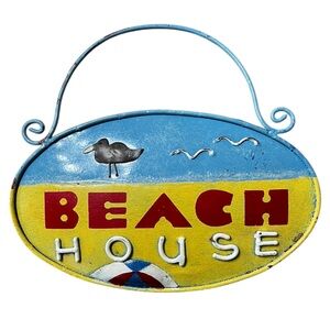 Beach House Wall Decor Sign - Blue and Yellow